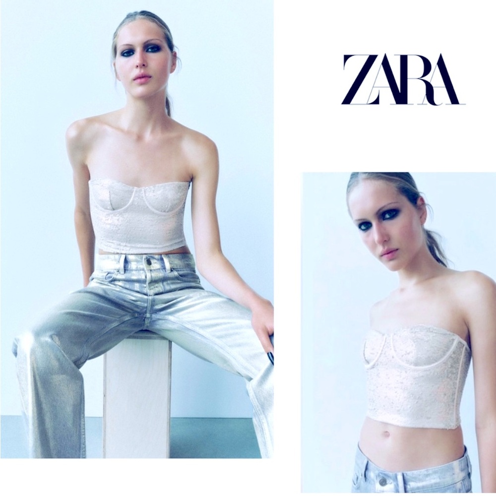 Zara Sequin Corset Top
